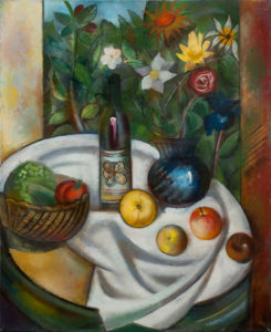 Zátiší s modrou vázou